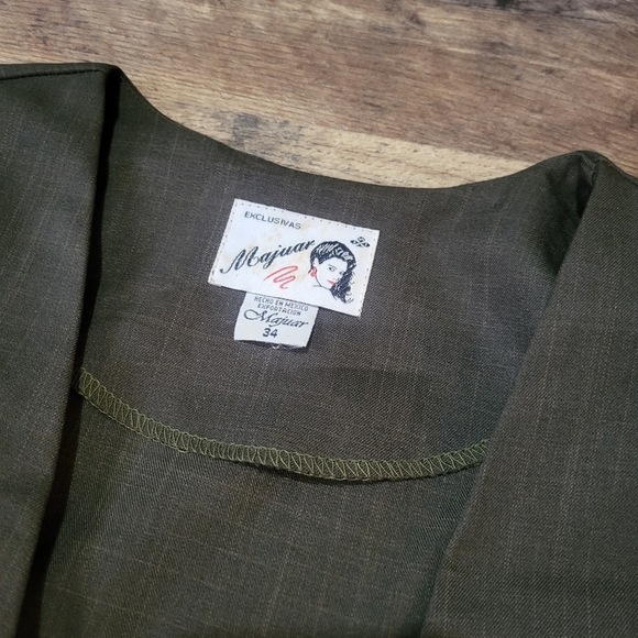 Vintage Majuar 3-Piece Ruched Tank Embroidered Blazer & Trouser Set Size 34 - Picture 12 of 16